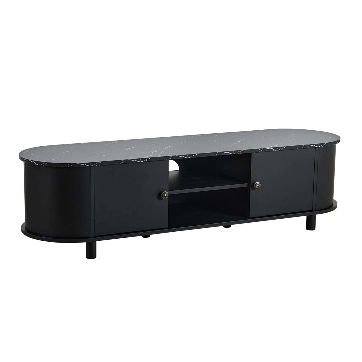Tilda Tv Unit for TVs up to 65" - Black/Marble Top - DUSK