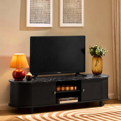 Tilda Tv Unit for TVs up to 65" - Black/Marble Top - DUSK