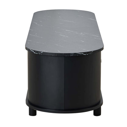 Tilda Tv Unit for TVs up to 65" - Black/Marble Top - DUSK