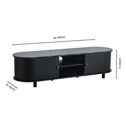 Tilda Tv Unit for TVs up to 65" - Black/Marble Top - DUSK