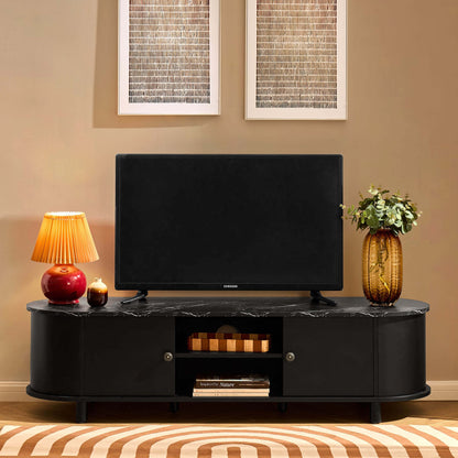 Tilda Tv Unit for TVs up to 65" - Black/Marble Top - DUSK