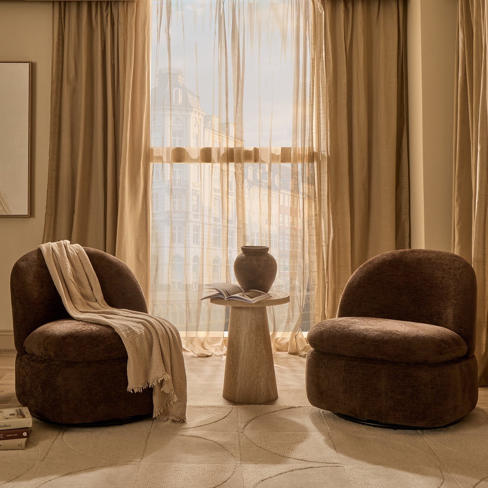 Tilly Swivel Accent Chair - Textured Cappuccino - DUSK
