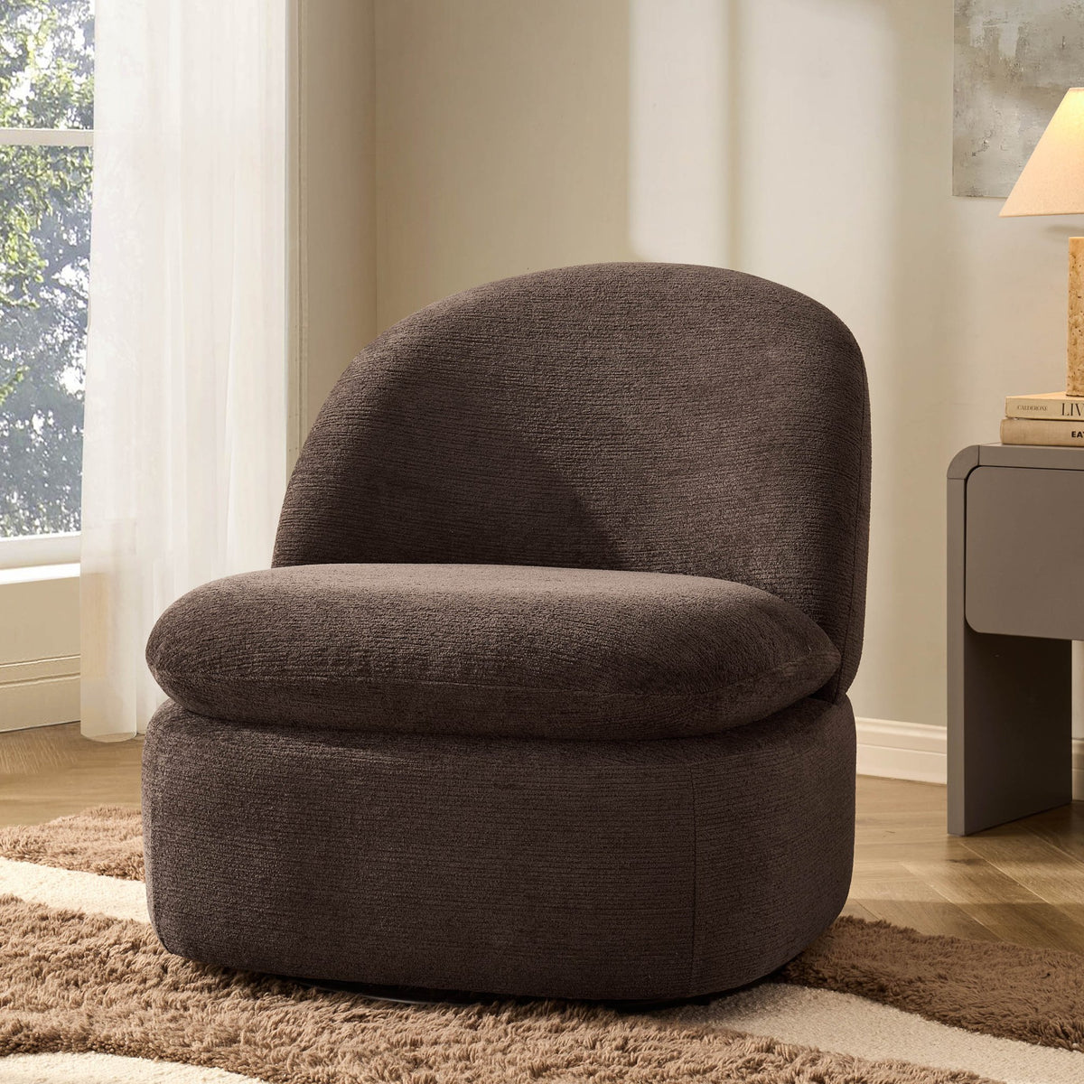 Tilly Swivel Accent Chair - Textured Cappuccino - DUSK