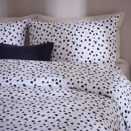 Tisno Dotted Duvet Cover Set - White/Black - DUSK