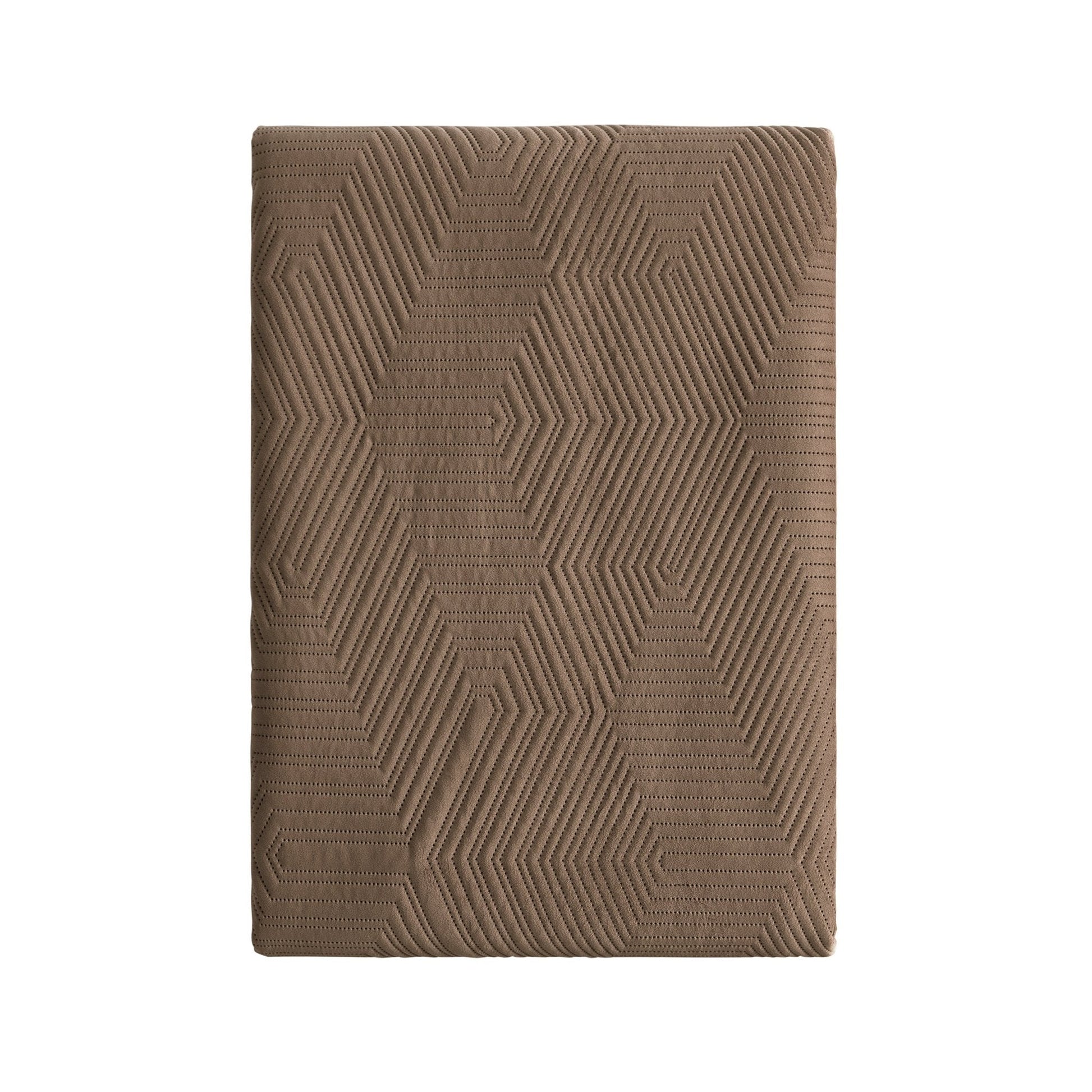 Torino Velvet Geometric Pinsonic Bedspread - Taupe - DUSK