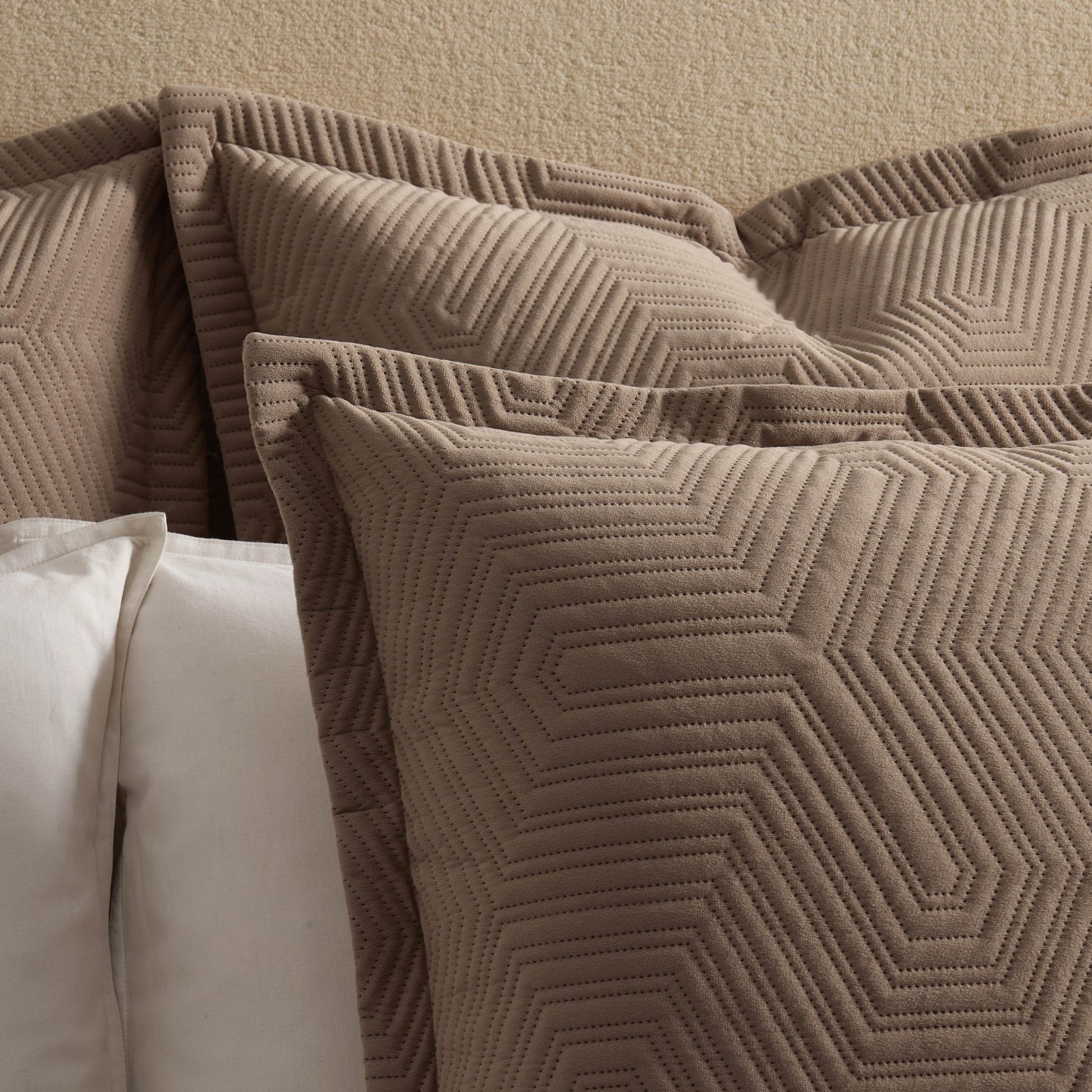 Torino Velvet Geometric Pinsonic Cushion Cover - Taupe - DUSK