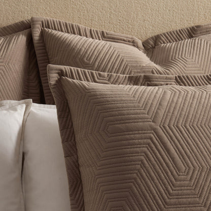 Torino Velvet Geometric Pinsonic Cushion Cover - Taupe - DUSK