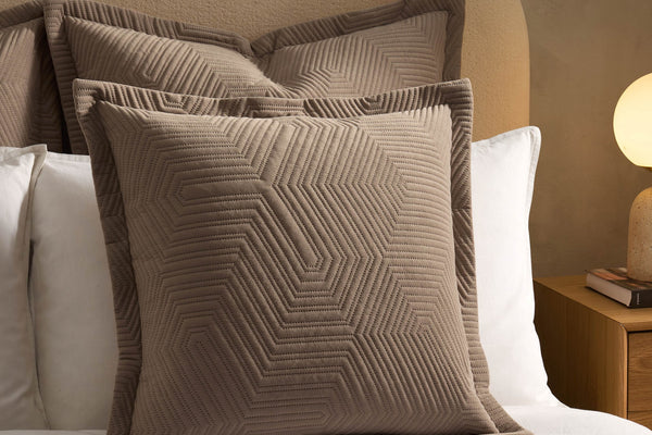 Torino Velvet Geometric Pinsonic Cushion Cover - Taupe - DUSK