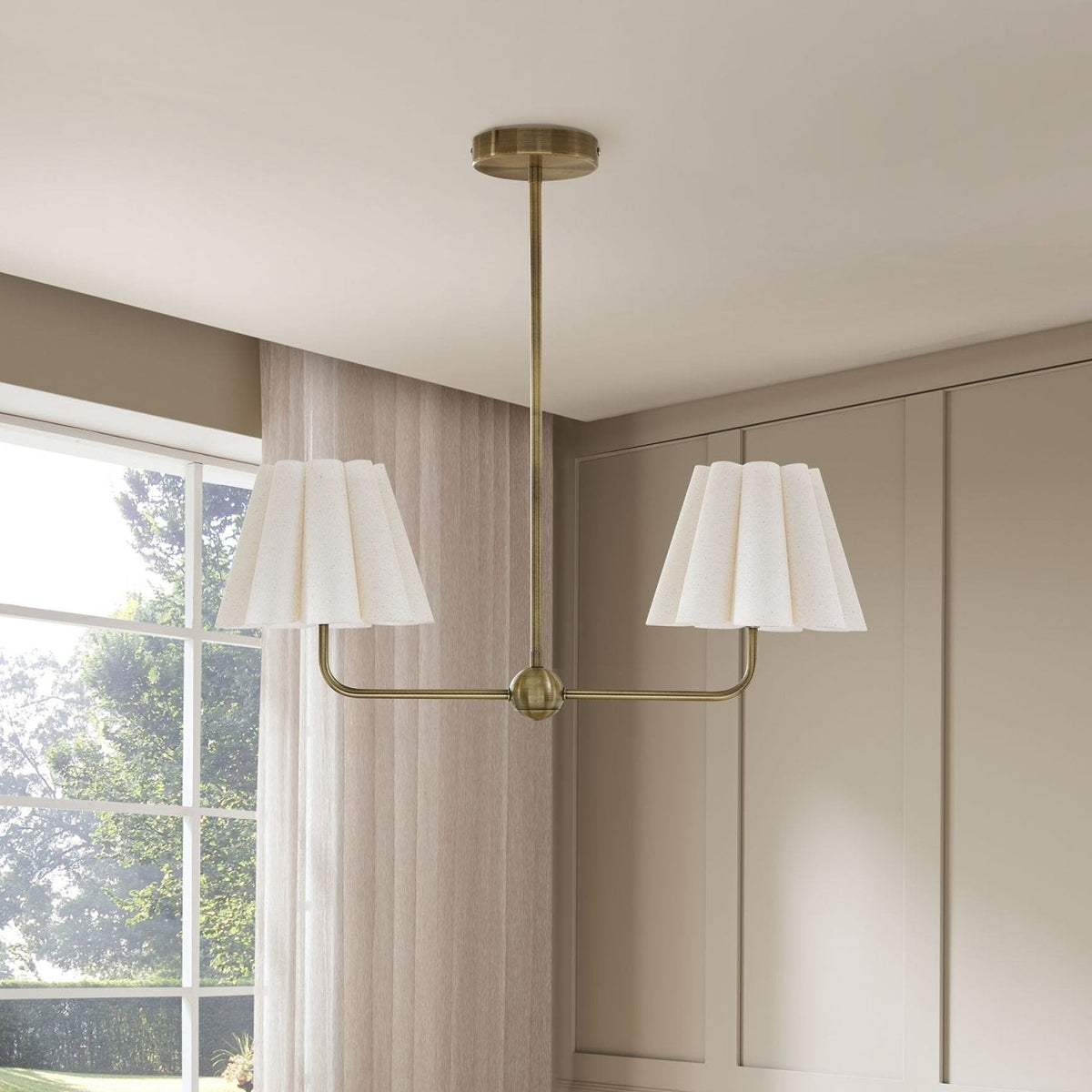 Trinity Pleated 2 Light Chandelier - Gold - DUSK