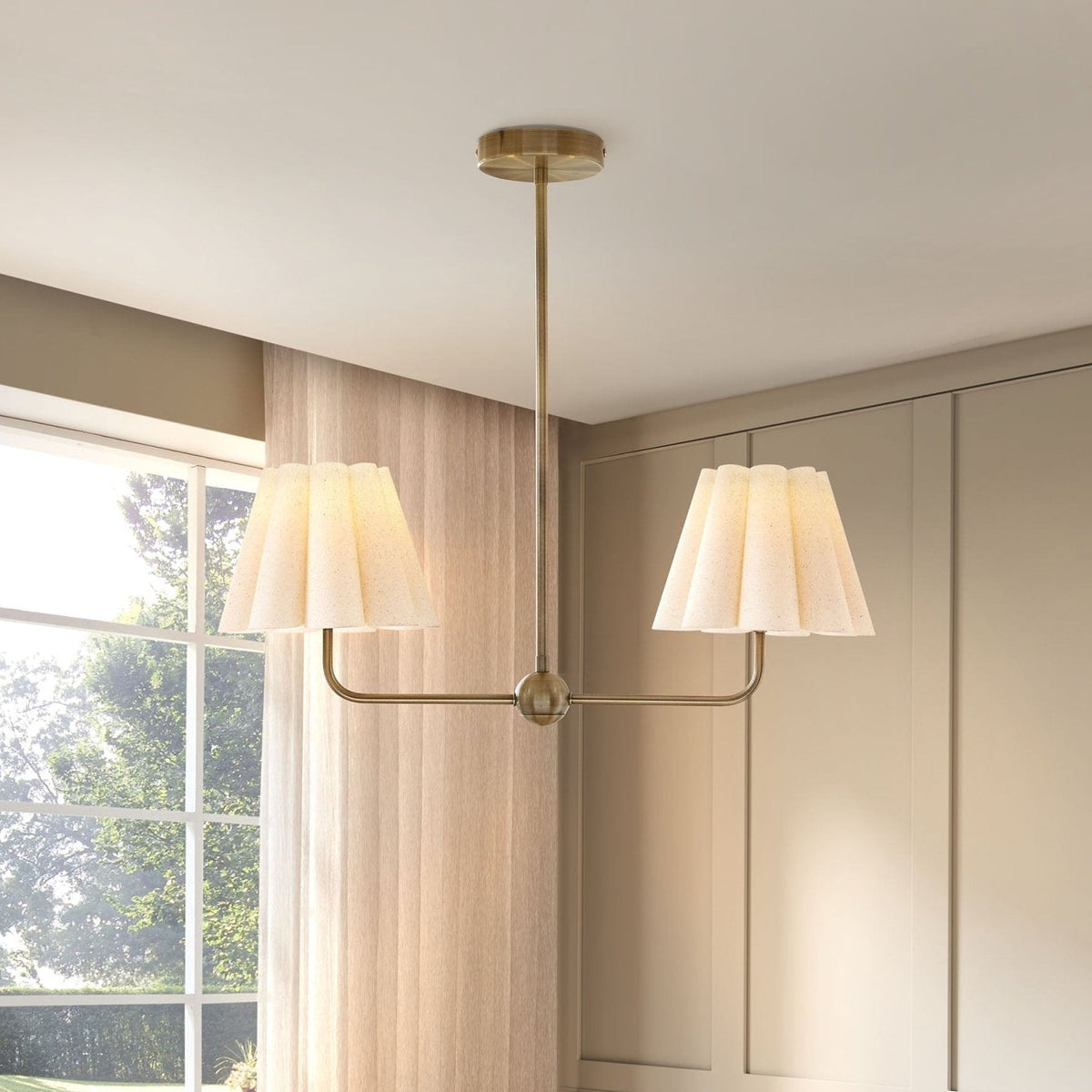 Trinity Pleated 2 Light Chandelier - Gold - DUSK