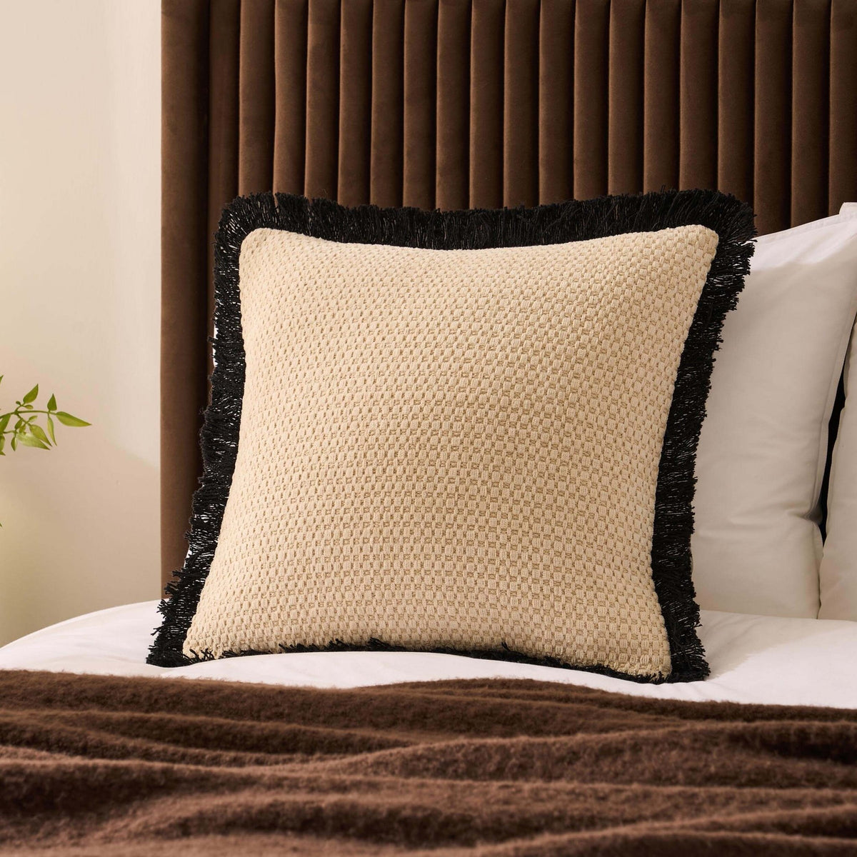 Tufted Chenille Cushion Cover - Cream/Black - DUSK