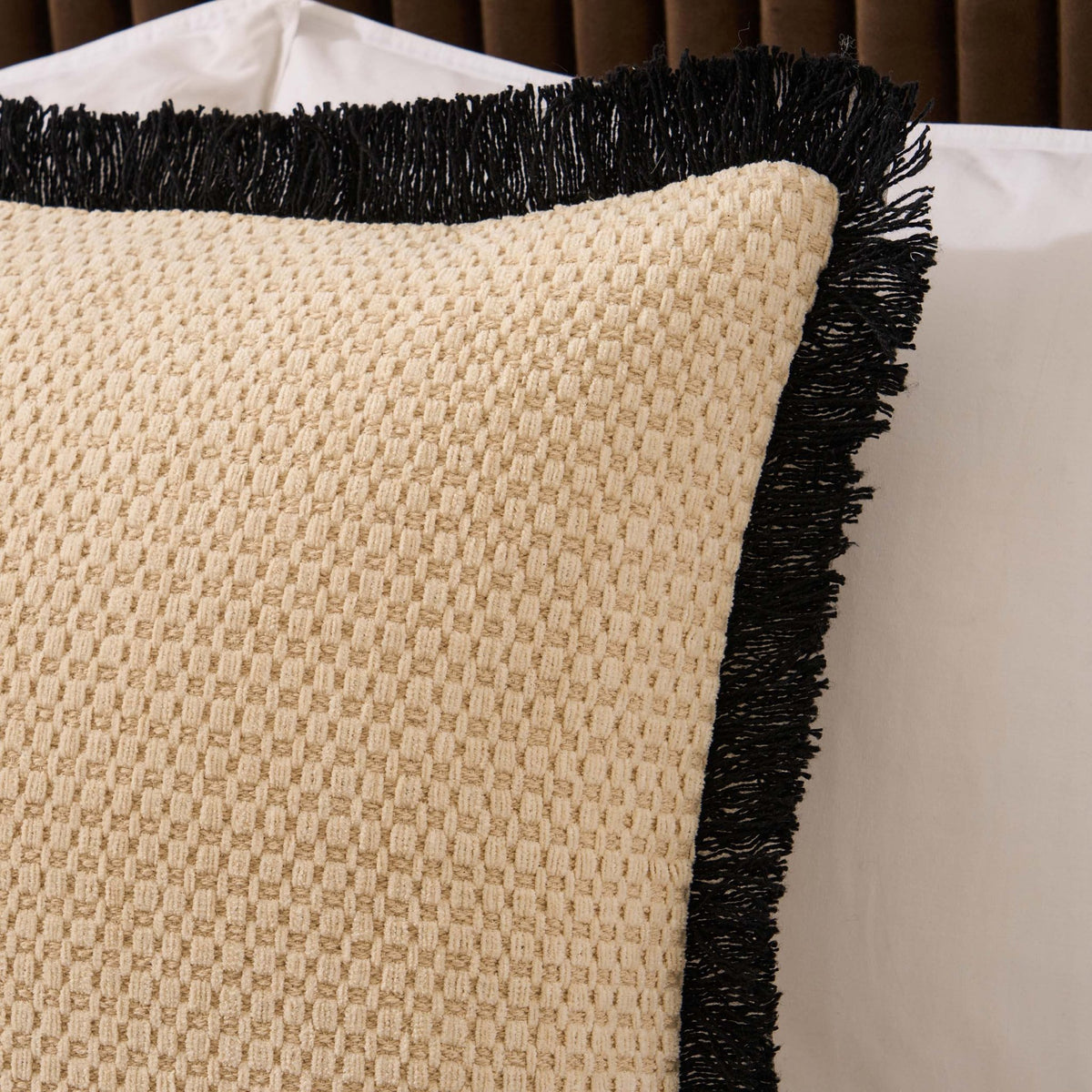 Tufted Chenille Cushion Cover - Cream/Black - DUSK