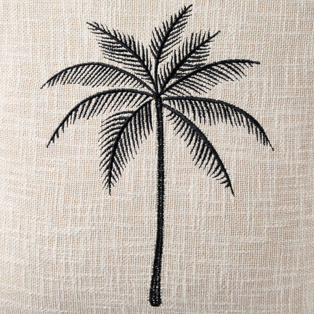 Tufted Edge Embroidered Palm Tree Cushion Cover - Off White - DUSK