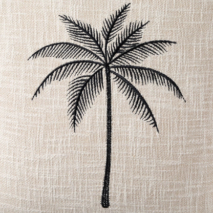 Tufted Edge Embroidered Palm Tree Cushion Cover - Off White - DUSK