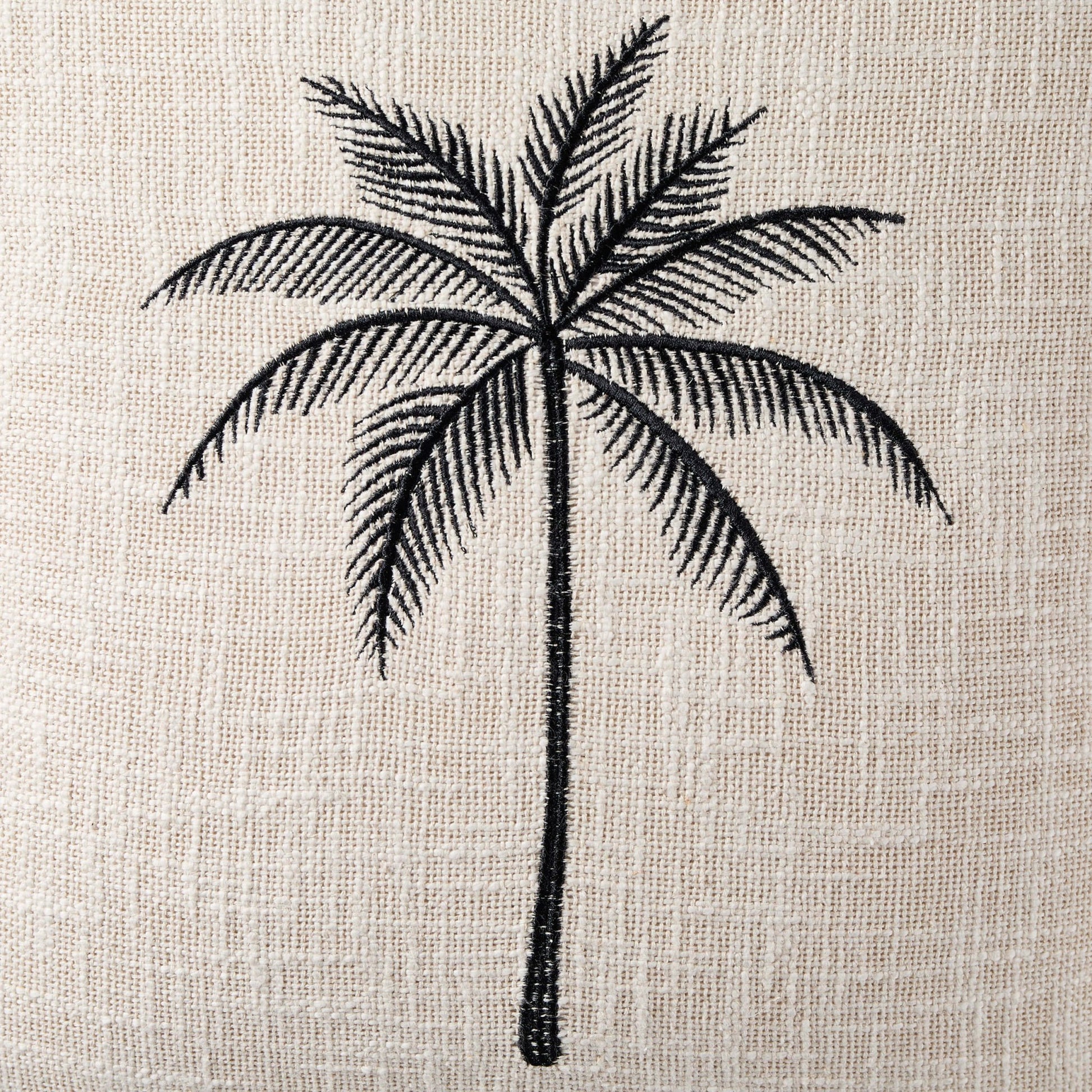 Tufted Edge Embroidered Palm Tree Cushion Cover - Off White - DUSK