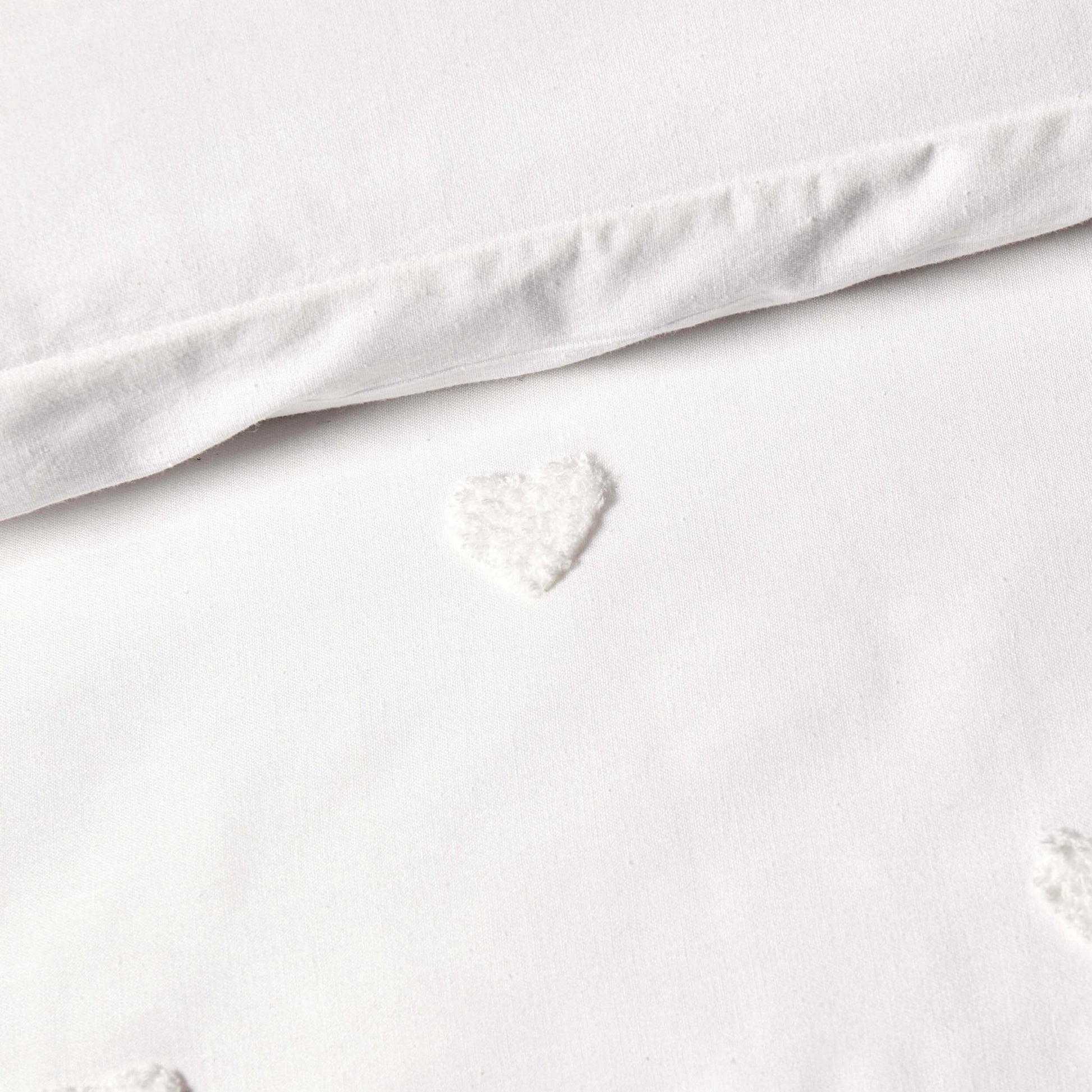 Tufted Heart Jacquard 100% Cotton Duvet Cover & Pillowcase set - White - DUSK