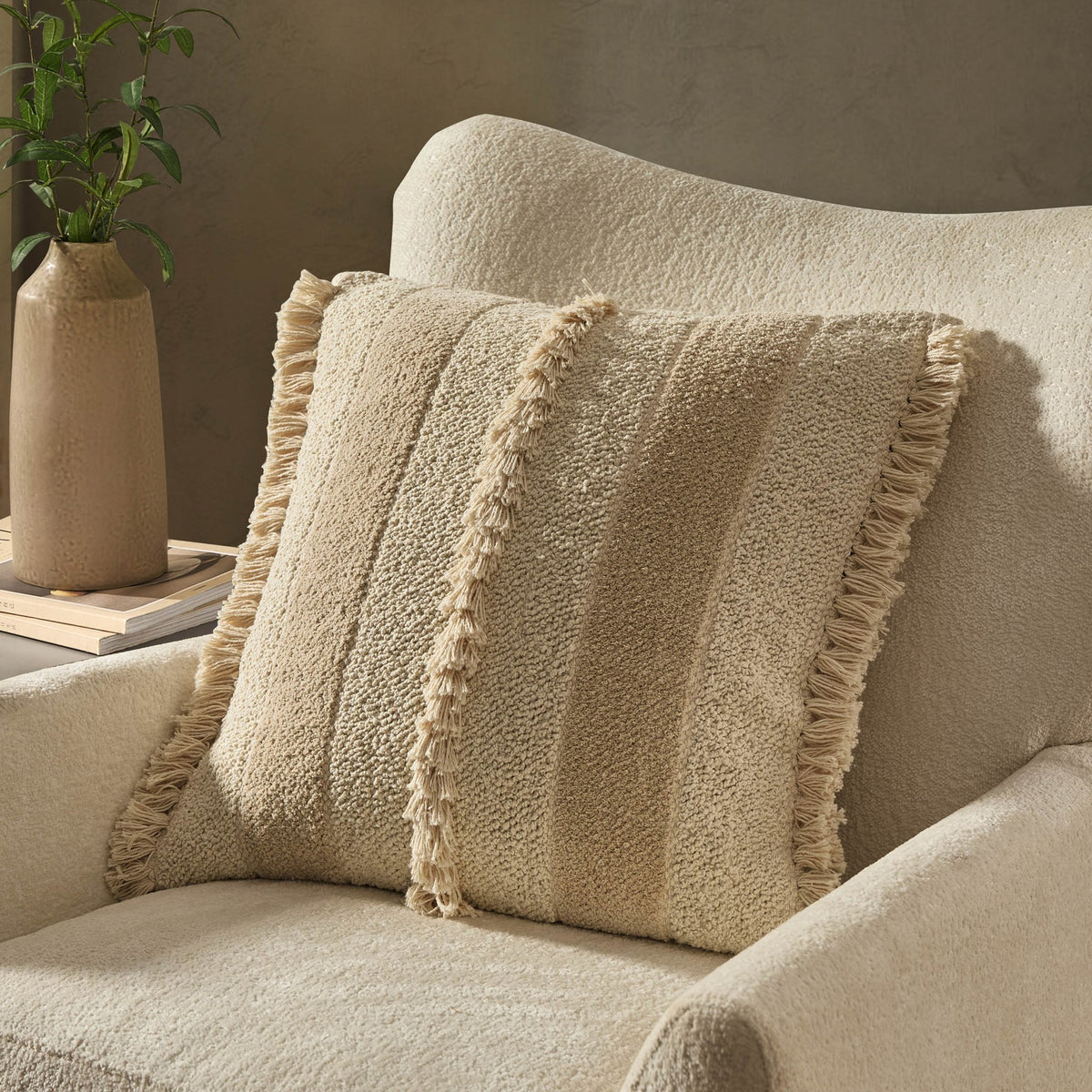 Tufted Stripe Sofa Cushion Cover - Natural - DUSK