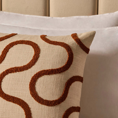Tufted Swirl Cushion Cover - Burnt Orange/Natural - DUSK