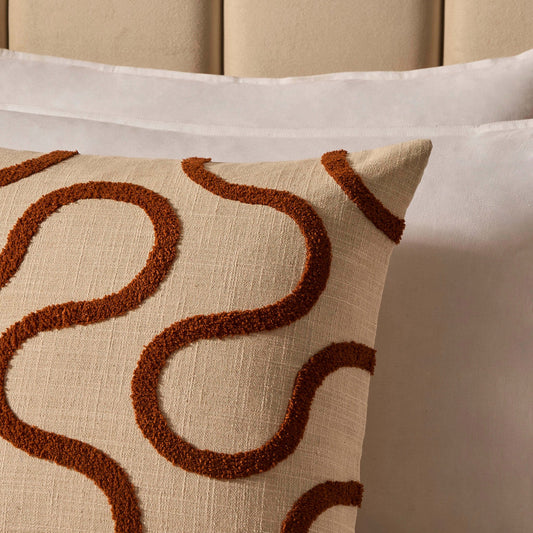 Tufted Swirl Cushion Cover - Burnt Orange/Natural - DUSK