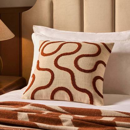 Tufted Swirl Cushion Cover - Burnt Orange/Natural - DUSK