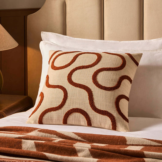 Tufted Swirl Cushion Cover - Burnt Orange/Natural - DUSK