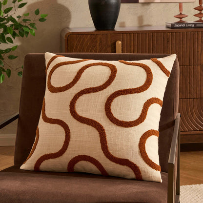 Tufted Swirl Sofa Cushion Cover - Burnt Orange/Natural - DUSK