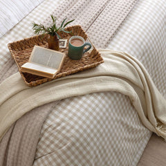 Tuscany Gingham Duvet Cover & Pillowcase Set - Natural - DUSK