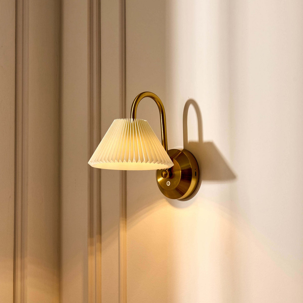 Twila Rechargeable Pleated Wall Light - Brass - DUSK