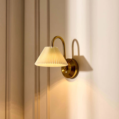 Twila Rechargeable Pleated Wall Light - Brass - DUSK
