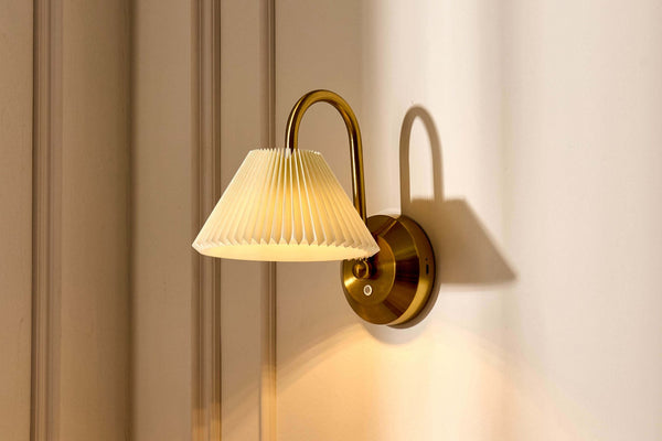 Twila Rechargeable Pleated Wall Light - Brass - DUSK
