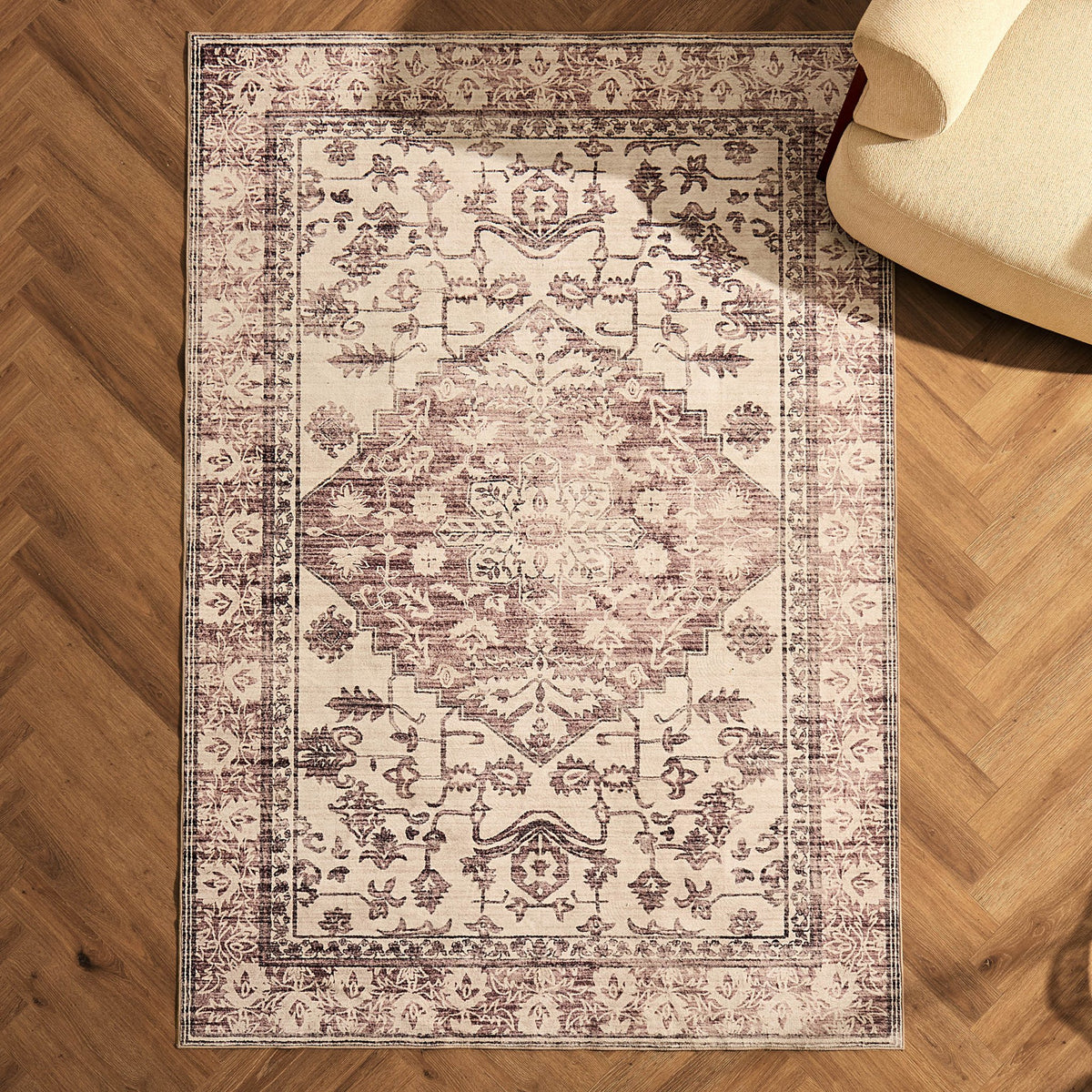 Uma Persian Style Machine Washable Rug - Brown - DUSK