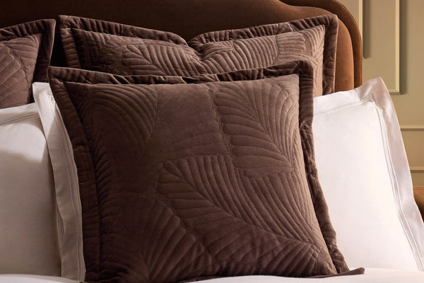 Valletta Leaf Matelasse Cushion Cover - Chocolate - DUSK
