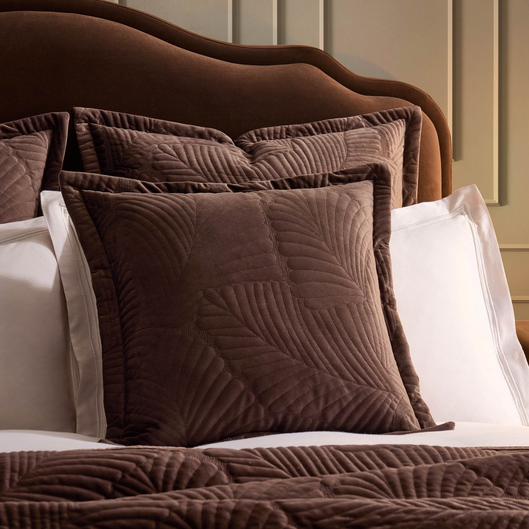 Valletta Leaf Matelasse Cushion Cover - Chocolate - DUSK
