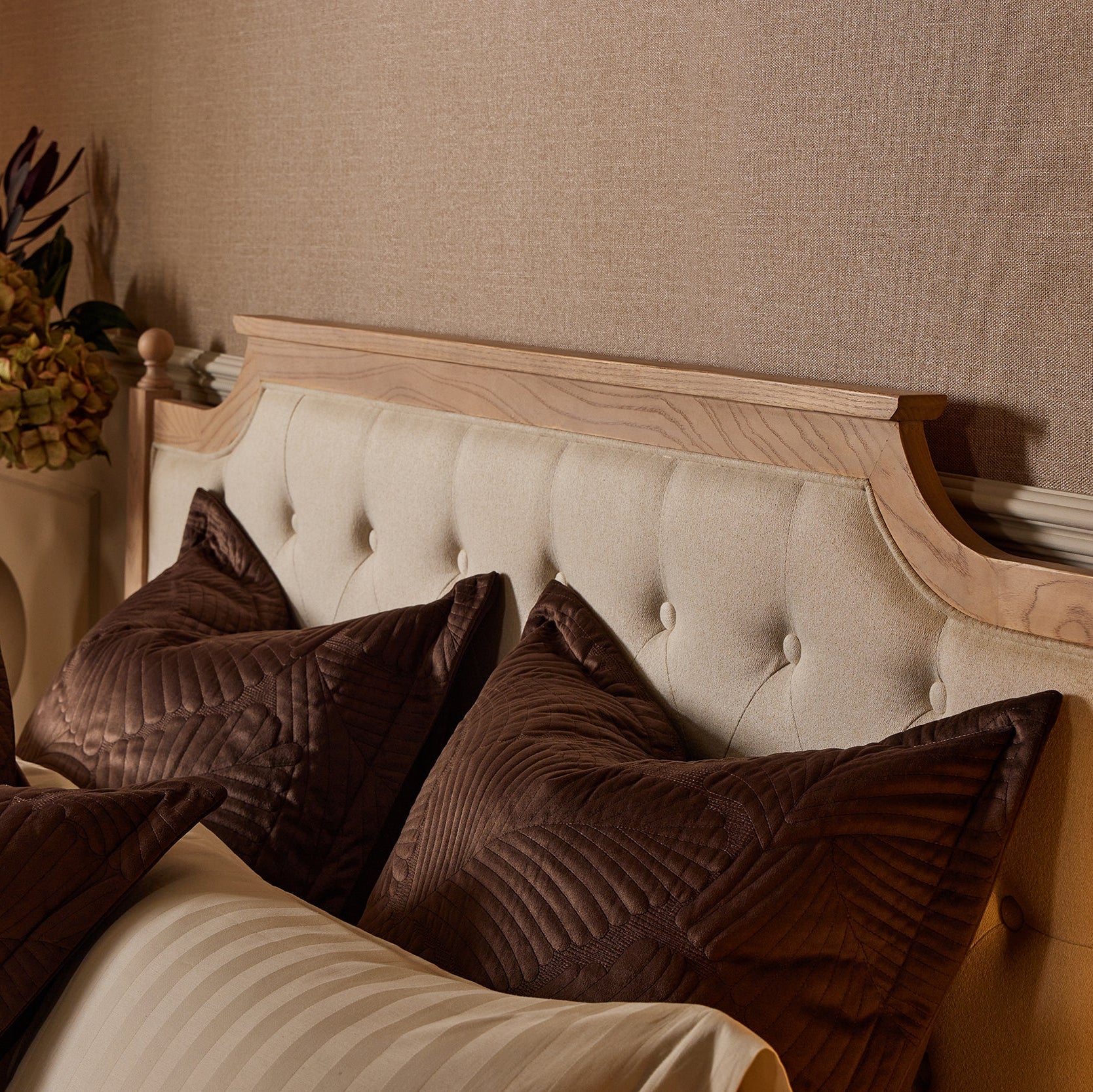 Valletta Leaf Matelasse Cushion Cover - Chocolate - DUSK