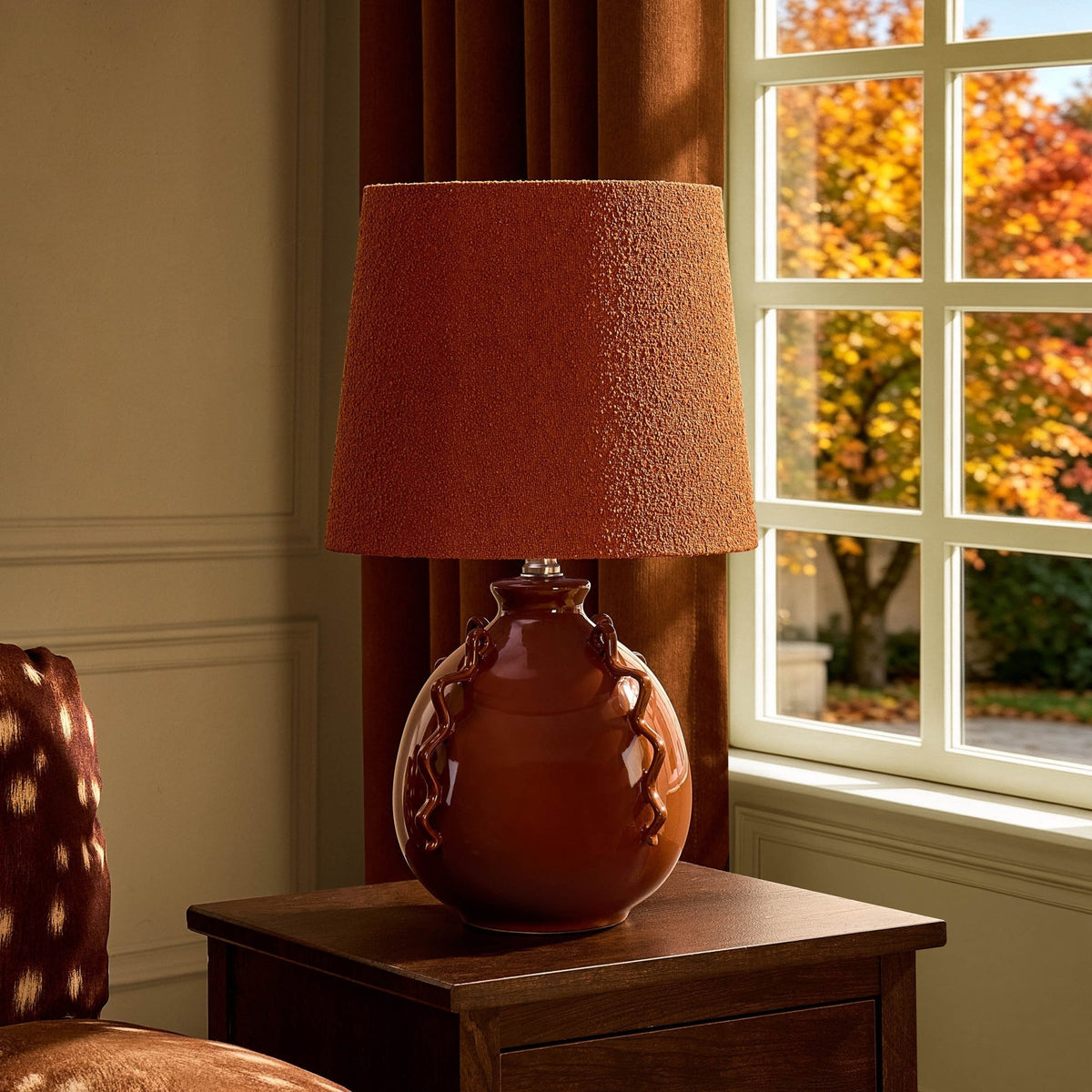 Vega XL Boucle Shade Lamp - Orange - DUSK