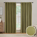 Velour Thermal Blackout Eyelet Curtains - Olive - DUSK