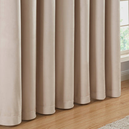 Velour Thermal Blackout Eyelet Curtains - Taupe - DUSK