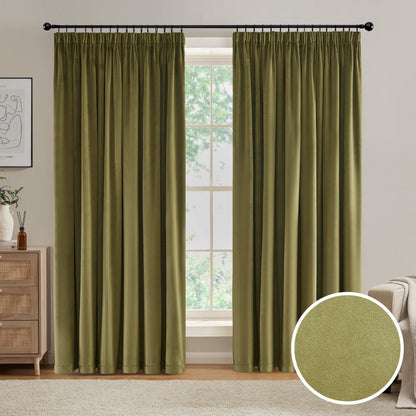 Velour Thermal Blackout Pencil Pleat - Olive - DUSK