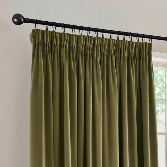 Velour Thermal Blackout Pencil Pleat - Olive - DUSK