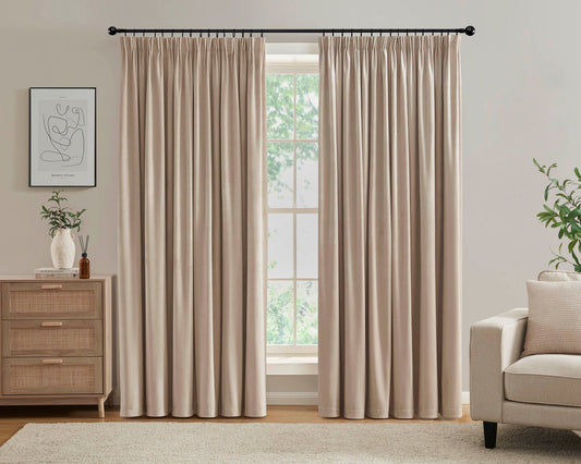 Velour Thermal Blackout Pencil Pleat - Taupe - DUSK