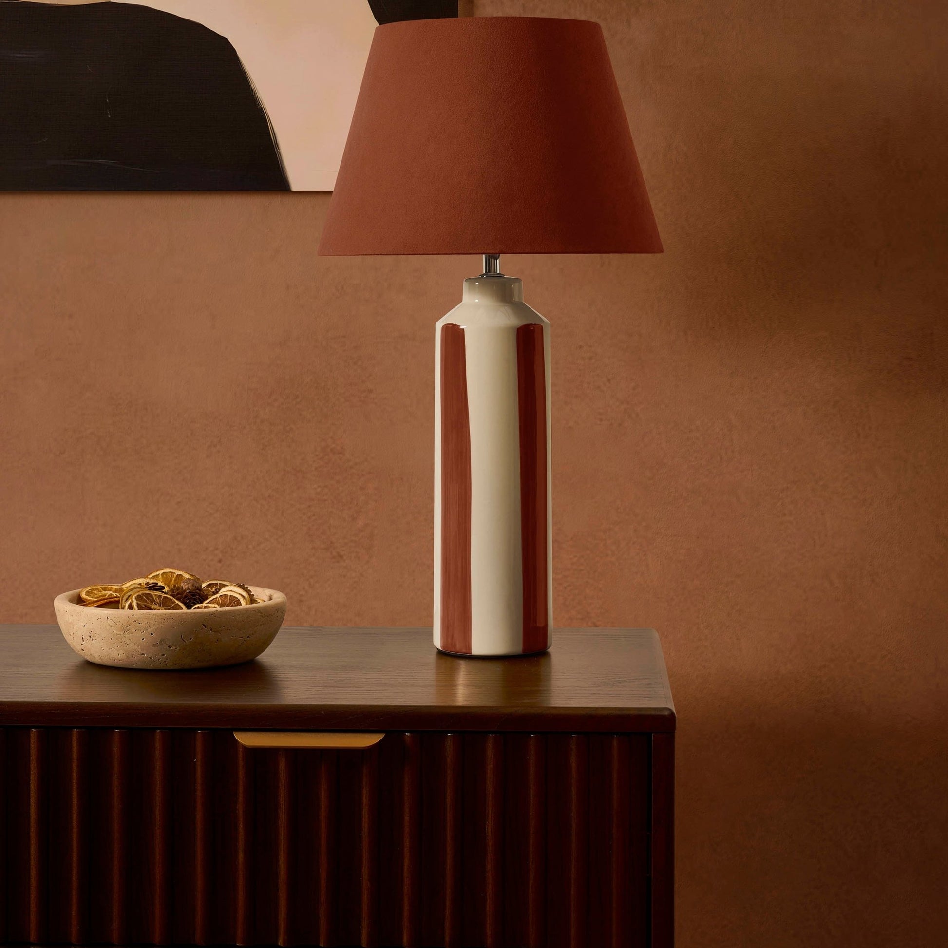 Velvet Stripe Table Lamp - Burnt Orange - DUSK