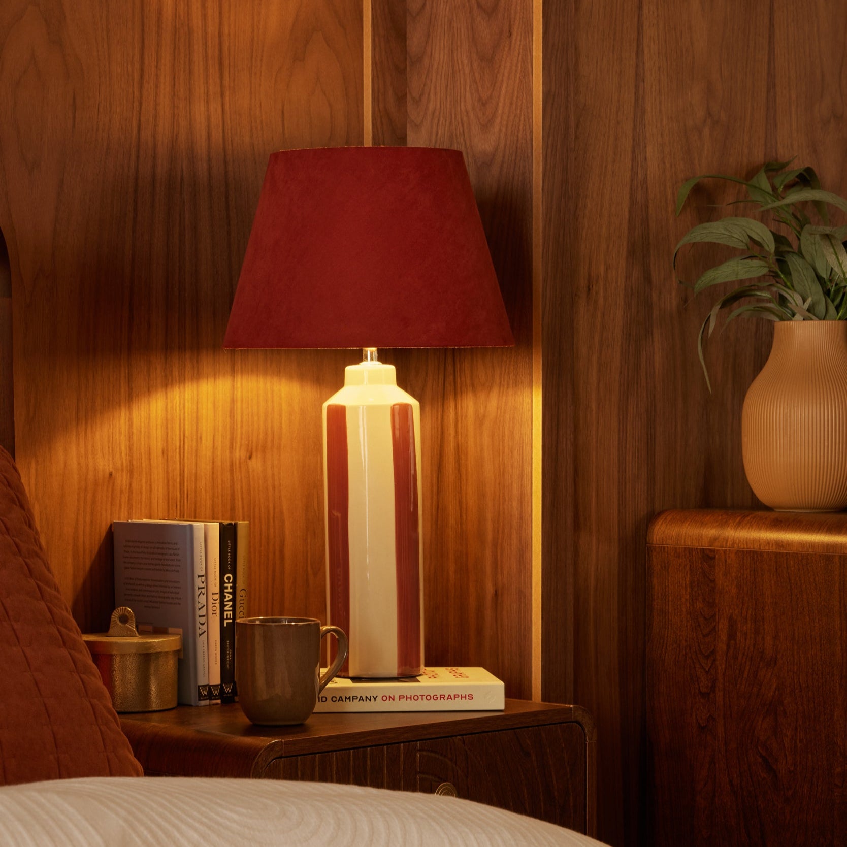 Velvet Stripe Table Lamp - Burnt Orange - DUSK