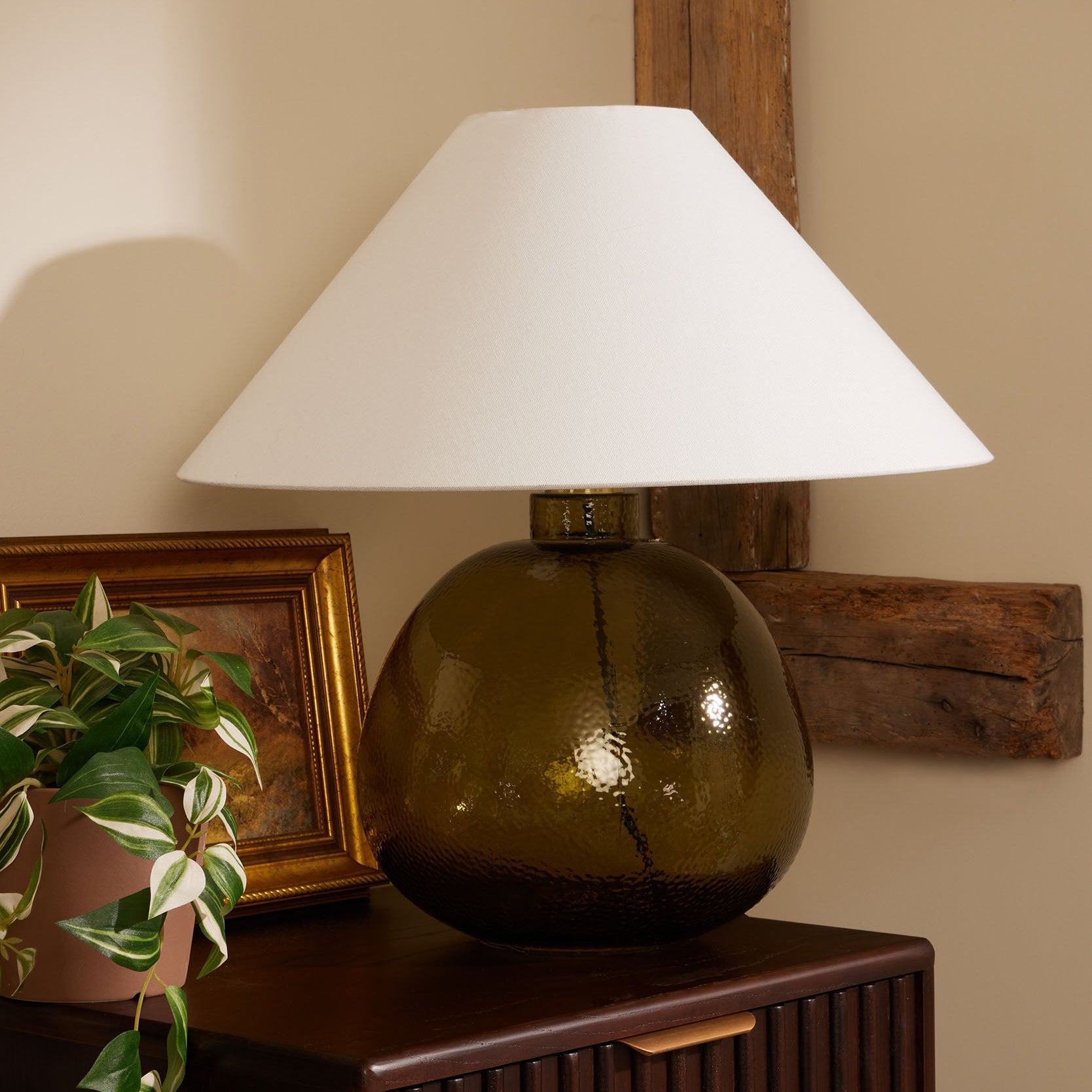 Verde Large Scale Glass Table Lamp - Green/Natural - DUSK