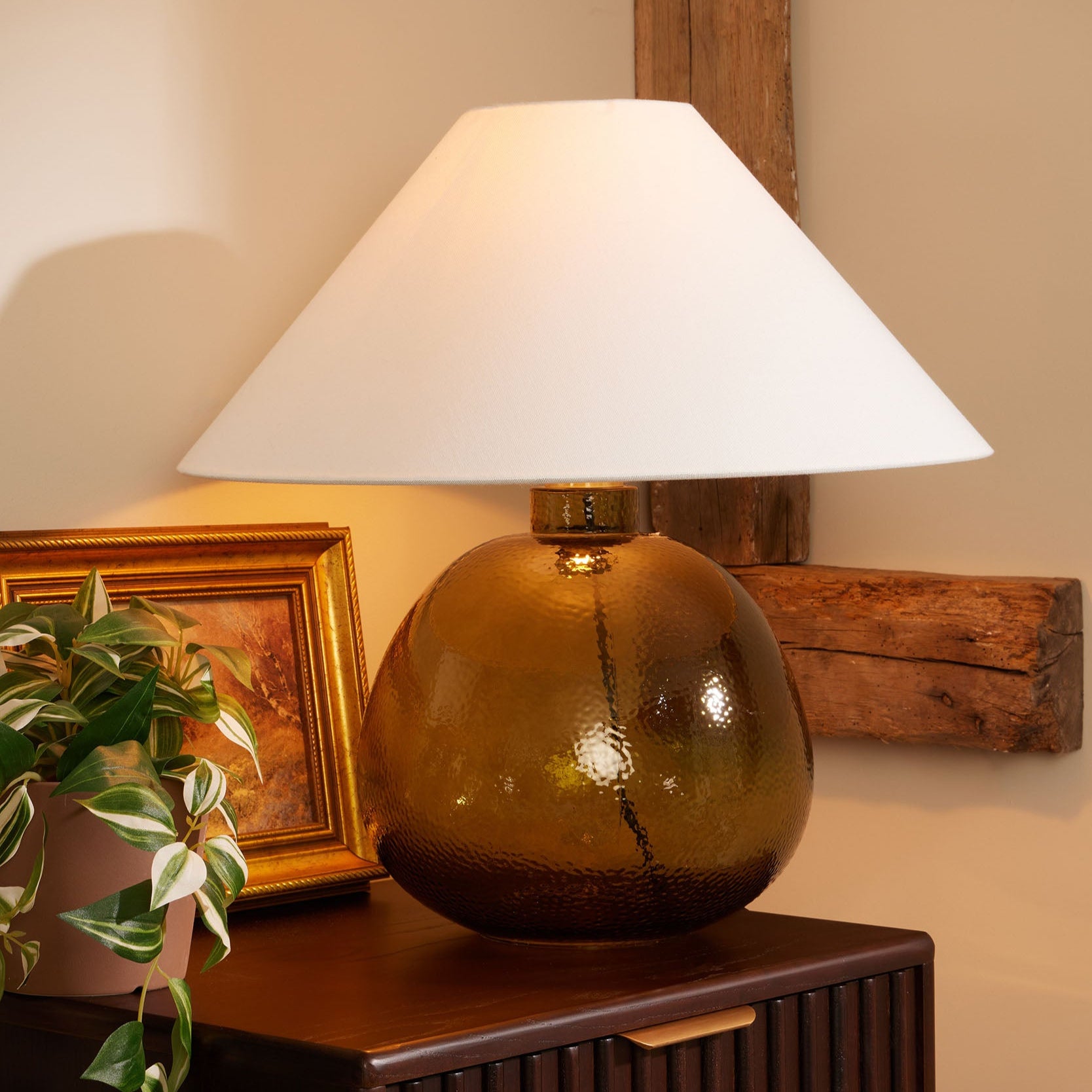 Verde Large Scale Glass Table Lamp - Green/Natural - DUSK