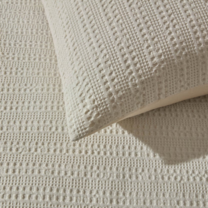 Vermont 180 Thread Count Waffle Duvet Cover & Pillowcase Set - Ecru - DUSK