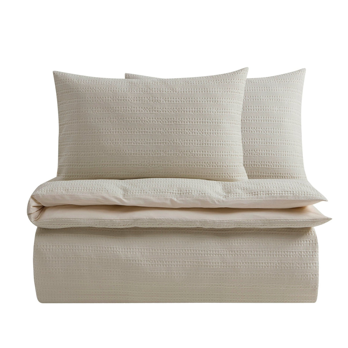 Vermont 180 Thread Count Waffle Duvet Cover & Pillowcase Set - Ecru - DUSK