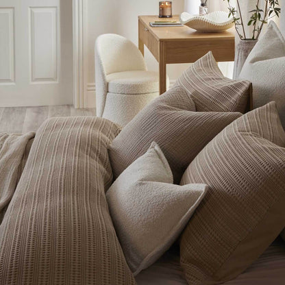 Vermont 180 Thread Count Waffle Duvet Cover & Pillowcase Set - Mocha - DUSK