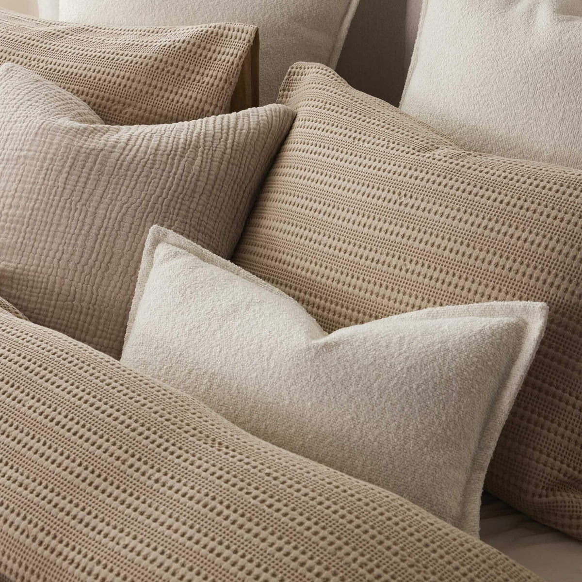 Vermont 180 Thread Count Waffle Duvet Cover & Pillowcase Set - Mocha - DUSK