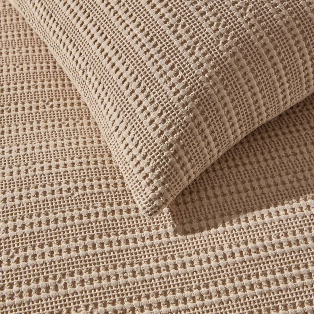 Vermont 180 Thread Count Waffle Duvet Cover & Pillowcase Set - Mocha - DUSK