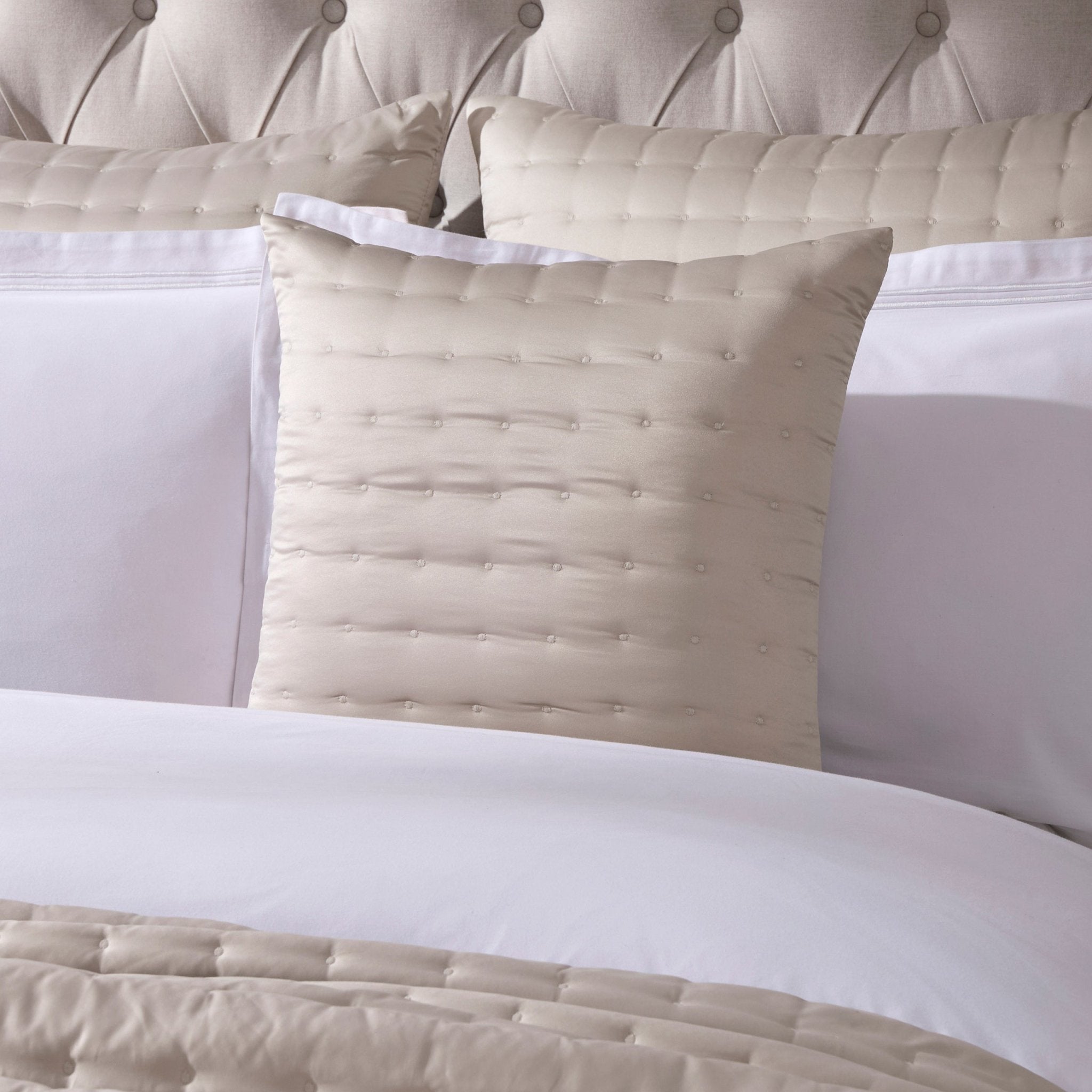 Vienna Quilted Satin Cushion Cover - Champagne - DUSK